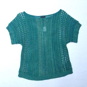 Open  stitch sweater top teal green